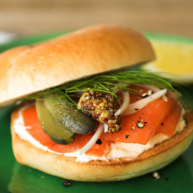 Smoked Salmon and <br>Sour Cream Bagel Sandwich